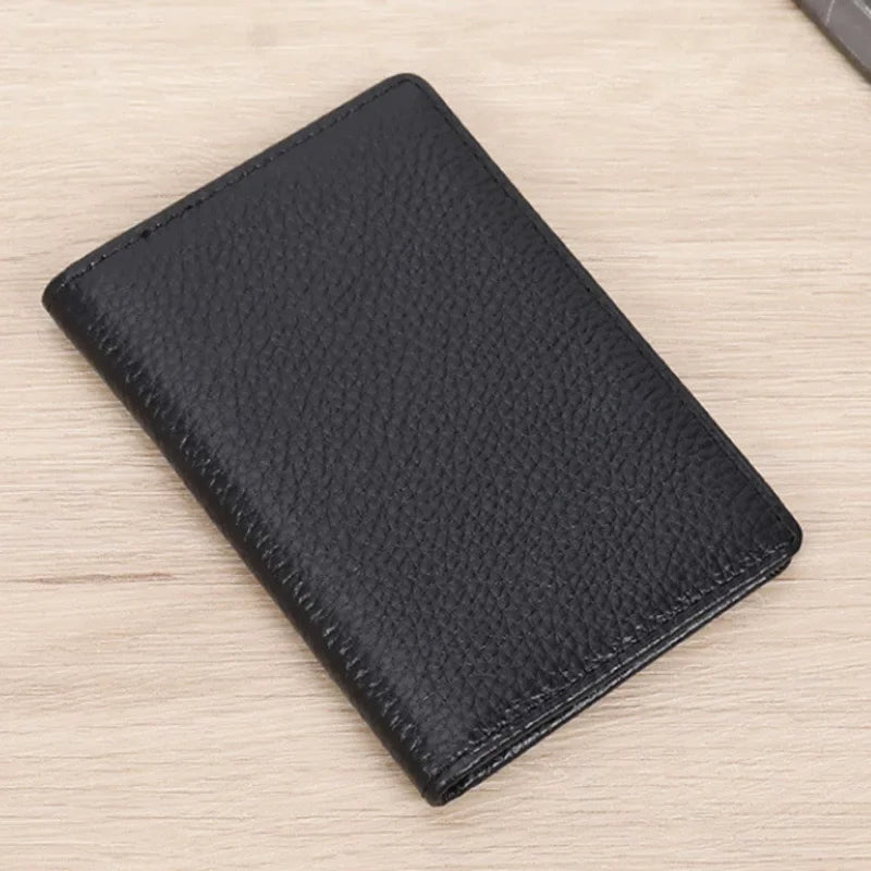 Men's Customized Genuine Leather Wallet Litchi Grain Top Layer Cow Leather Rfid Protection Amazon Card Holder