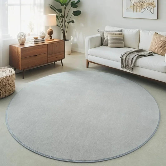 Coral Velvet Carpet Round For Modern Living Room Area Rug Solid Color Kids Bedroom Play Mat Silent and Moisture-proof Rugs Gray